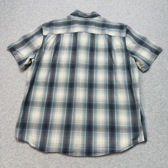 Carhartt Shirt Mens 2XL Relaxed Fit Button Up Blue Cream Plaid Casual Workwear - Picture 4 of 7